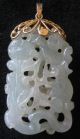 Fine Old Chinese Carved Jade 14k Gold Dragon Necklace Pendant Necklaces & Pendants photo 5