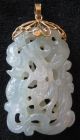 Fine Old Chinese Carved Jade 14k Gold Dragon Necklace Pendant Necklaces & Pendants photo 6
