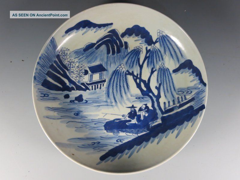 A Stunning Chinese Blue And White Porcelain Plate Vases photo