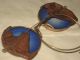 Exquisite Antique Chinese Qing Dynasty Liujin Buff Frame Blue Pilot Eyeglass Other photo 4