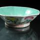 Antique Chinese Export 19th C Octagonal Footed Bowl Aqua Rooster Flowers Bowls photo 6