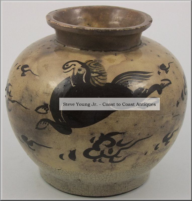Yuan Dynasty Chinese Cizhou / Tzu ' Chou Vase W/ Horse Vases photo