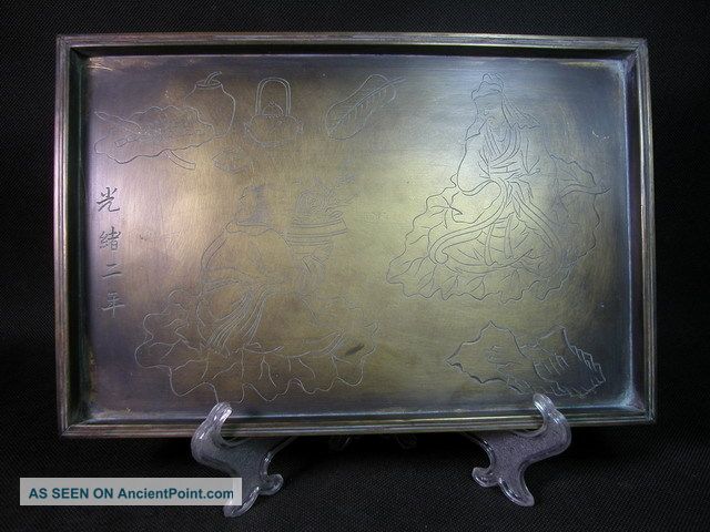 Chinese Person Carved Copper Tray Other photo