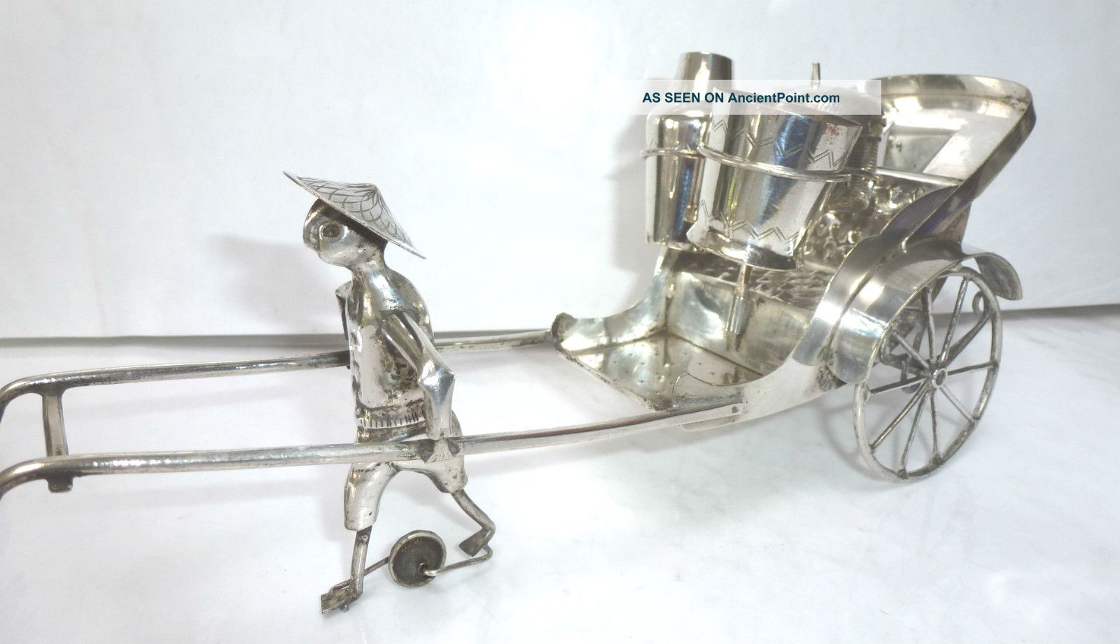 Antique Chinese Export Silver Plated Rickshaw Cruet Set Mechanical Novelty Other photo