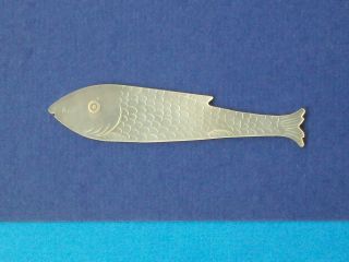 Antique Chinese Hand Carved Mother Of Pearl Fish Shaped Gaming Counter Chip photo