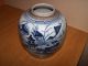 Antique Chinese Ginger Jar,  Traditional Canton Style,  Blue & White Design Vases photo 11