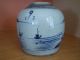 Antique Chinese Ginger Jar,  Traditional Canton Style,  Blue & White Design Vases photo 2