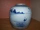 Antique Chinese Ginger Jar,  Traditional Canton Style,  Blue & White Design Vases photo 3