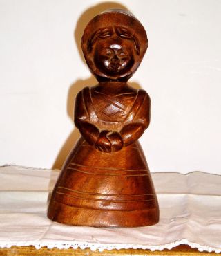 Great Vintage Japanese Carved Wood Doll photo
