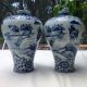 Antique Set Of Blue & White Chinese Vases Qing Dynasty Marks Vases photo 6
