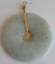 Fine Old Chinese 14k Gold Carved Jade Disc Necklace Pendant China Necklaces & Pendants photo 9