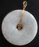 Fine Old Chinese 14k Gold Carved Jade Disc Necklace Pendant China Necklaces & Pendants photo 6