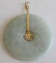 Fine Old Chinese 14k Gold Carved Jade Disc Necklace Pendant China Necklaces & Pendants photo 7