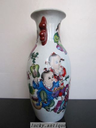 Chinese Ancient Palace Vase Boy Greet New Year photo