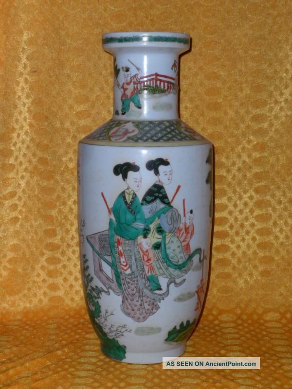 Rare Chinese Famille Rose Porcelain Figure Vase Vases photo