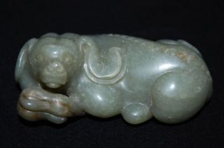 Rare Chinese Qing Dy Jade Dog Figure photo