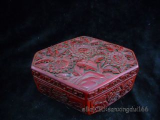 Rare Chinese Red Crave Lacquerware Box photo