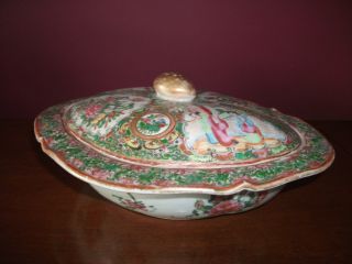 Antique 19th Century Chinese Rose Mandarin Bowl With Lid / Covered Dish photo