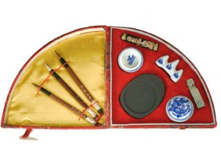 Chinese Four Treasure Of Study - Brush,  Inkstick,  Inkstone photo