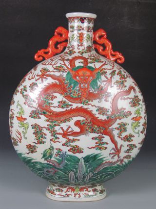 Fine Chinese Rare Huge Clash Color Porcelain Dragon Vase photo