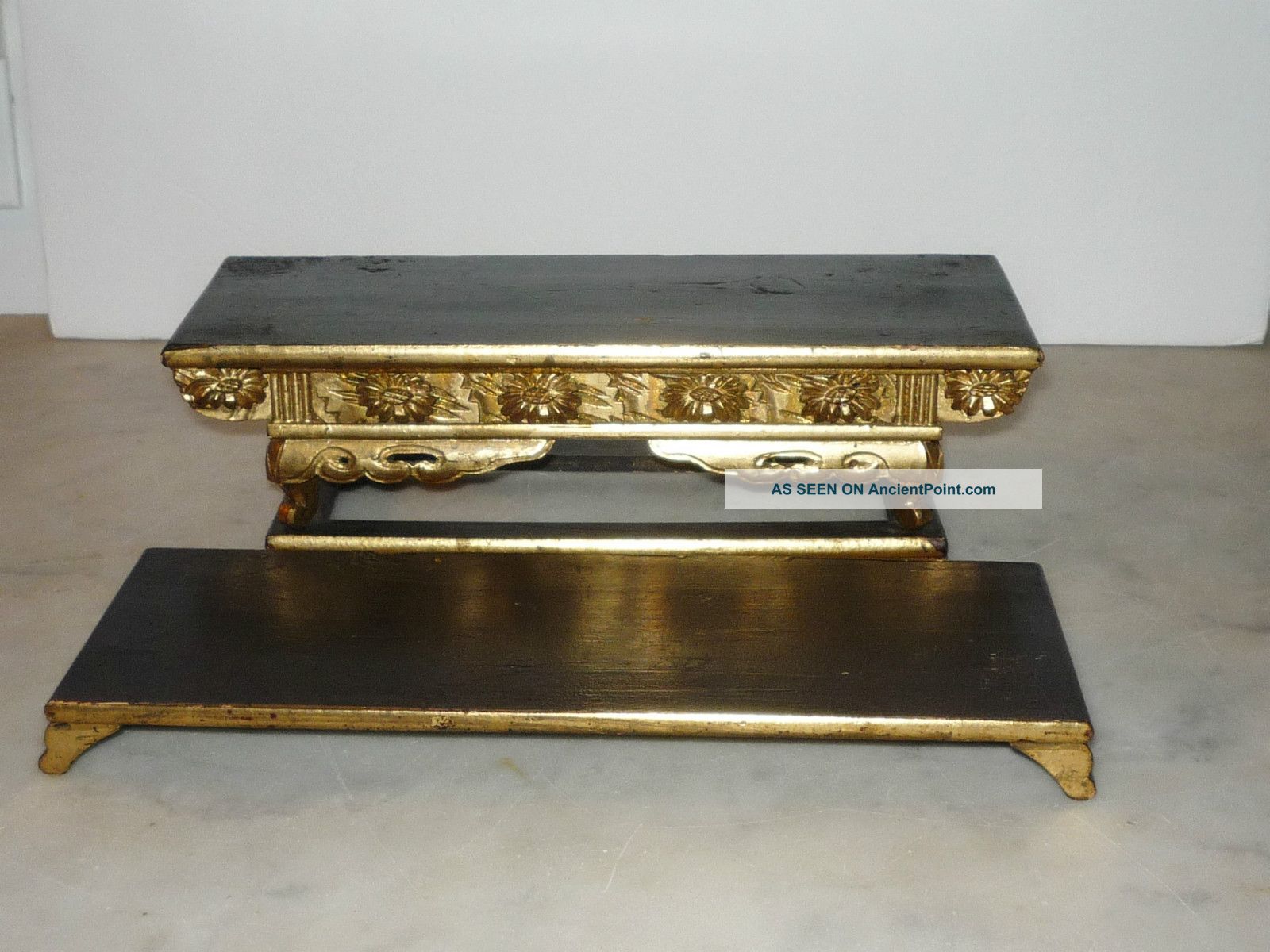 Antique Chinese Carved Wood 2 Part Stand Or Base With Gilding Other photo