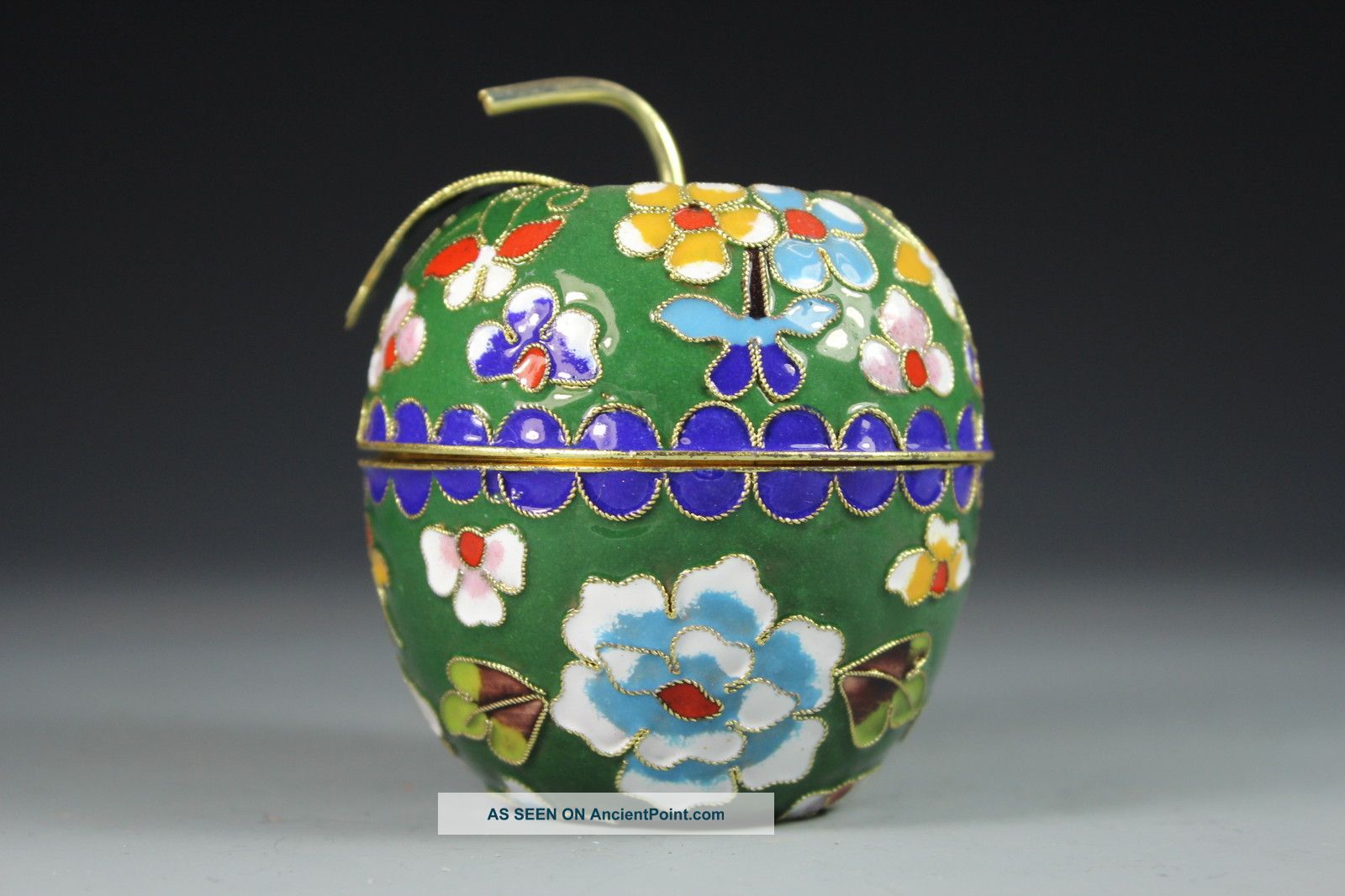 Chinese Old Closionne Wonderful Handwork Flower Apple Shape Jewelry Box Uncategorized photo