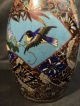 Fabulous 19th C.  Japanese Cloisonne Enamel On Bronze Vase W/ Manchurin Crane Vases photo 3