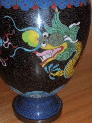 Antique Chinese Cloisonne Enamel Dragon Vase ~11 