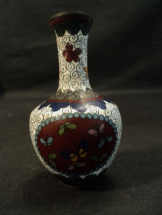 19th C.  Miniature Chinese Cloisonne Enamel Vase photo