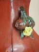 Chinese Antique Red Porcelain Jar/vase,  Peaches&flower W/ A Hole On Bottom Vases photo 2
