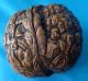 Antique Chinese Hand Carved Walnut Shell - Monks,  Flowers And Leaves Other photo 1