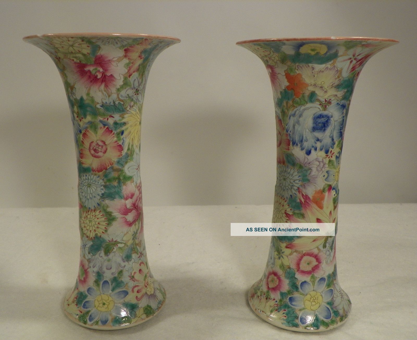 Pair Of Chinese Porcelain Vases Thousand Thousand Flower Motif Vases photo
