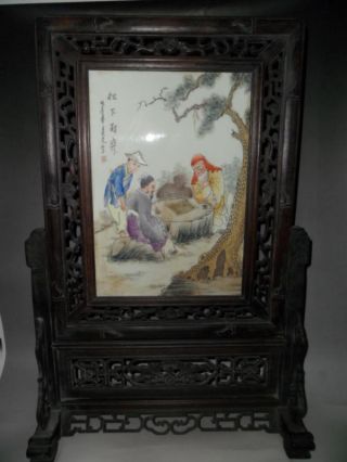 Rare Chinese Famille Rose Porcelain Board With Figure photo