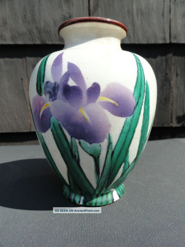 Early Export China / Asian Art Pottery Vase Hp Signed Vases photo