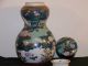 Rare Antique Chinese Qing Dy Period Hand Painted Porcelain Gourd Vase W/top Vases photo 5