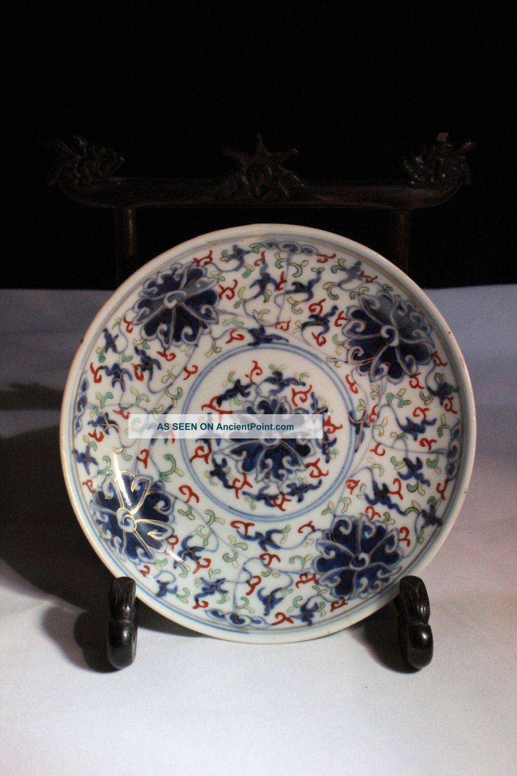 Vintage Chinese Hand Painted Porcelain Plate Vases photo
