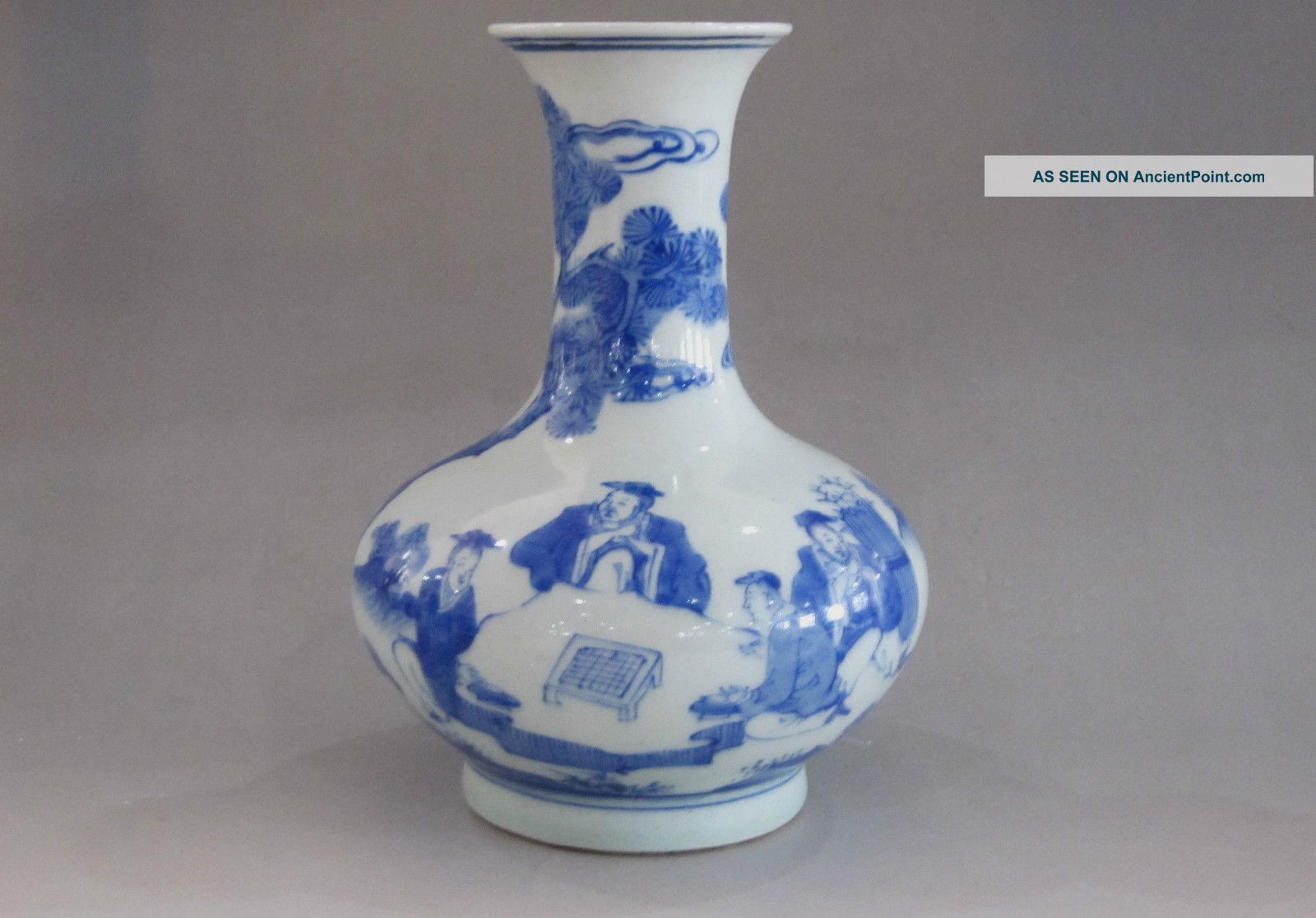 19 Chinese Antiques,  Rare Blue Of Kangxi Stories Vase Vases photo