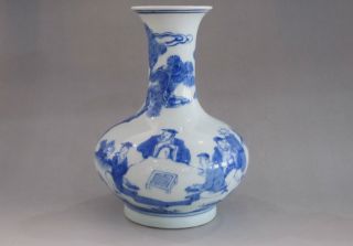 19 Chinese Antiques,  Rare Blue Of Kangxi Stories Vase photo