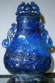 Antique Chinese 18th/19th C.  Qing Lapis Vase & Cover Taotie Qianlong Vases photo 1