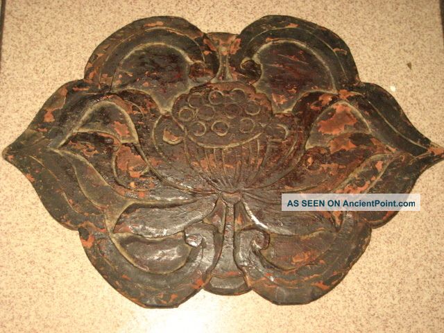Rare Antique Chinese Wood Carved Lotus Ornament Board Other photo