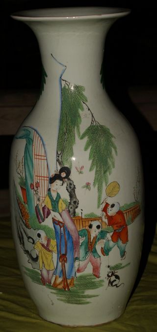 Fine Antique Chinese Vase With Ladies And A Poem photo