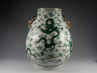 Outstanding Chinese Porcelain Gilt Deer Eared Dragon Vase photo