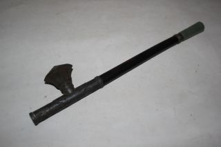 Exquisite Antique Chinese Qing Dynasty Silver Jade Bamboo Op P photo