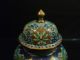 Antique Chinese Cloisonne Enamel On Bronze Lidded Urn With Floral Decoration Other photo 1