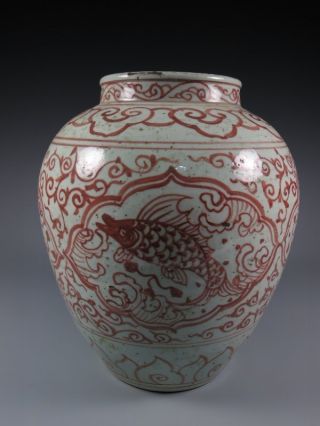 A Stunning Chinese Underglaze Red Porcelain Pot photo