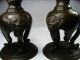 2 Chinese Solid Bronze Candlesticks Candle Holders Elephants Asia China Ca1900s Other photo 9