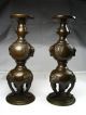 2 Chinese Solid Bronze Candlesticks Candle Holders Elephants Asia China Ca1900s Other photo 1