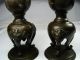 2 Chinese Solid Bronze Candlesticks Candle Holders Elephants Asia China Ca1900s Other photo 8