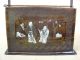 Chinese 19th Century Antique Copper Lunch Box W/silver Inlaid Scholar Figures Other photo 1