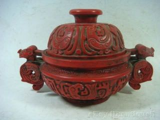 Red Glaze Porcelain Incise Box photo